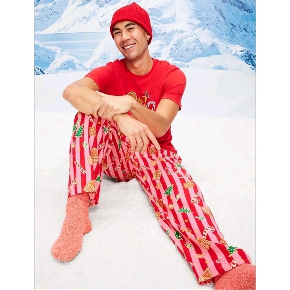 OLD NAVY Flannel Mens Womens Christmas Red Holiday Stripes Pajama Pants Sz S